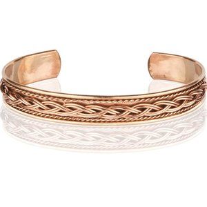 Pure Copper Bracelet Cuff Bangle Link Braided Design
